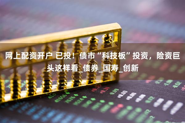 网上配资开户 已投！债市“科技板”投资，险资巨头这样看_债券_国寿_创新