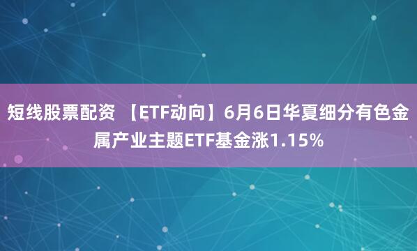 短线股票配资 【ETF动向】6月6日华夏细分有色金属产业主题ETF基金涨1.15%